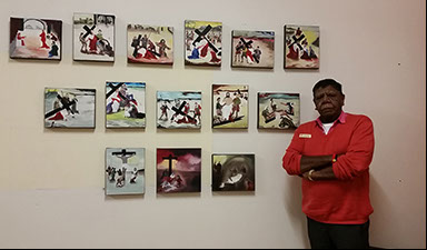 Standing proudly with his Stations of the Cross